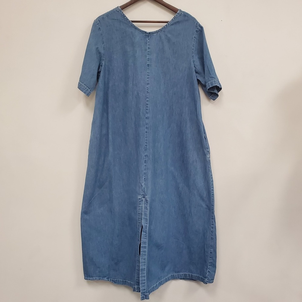 Vintage Orvis Womens Denim Oversized Maxi Dress Size L Modest Country Teacher - Picture 2 of 11